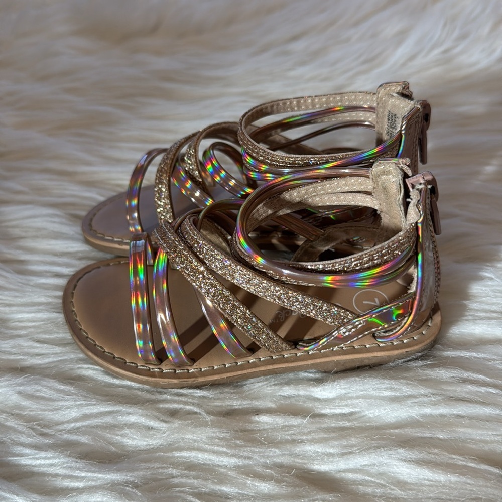 Cat & Jack toddler sandals size 7 color gold/tan